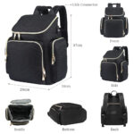 Little Story – Georgia Diaper Bag W/ Changing Pad & Stroller Hooks – Black