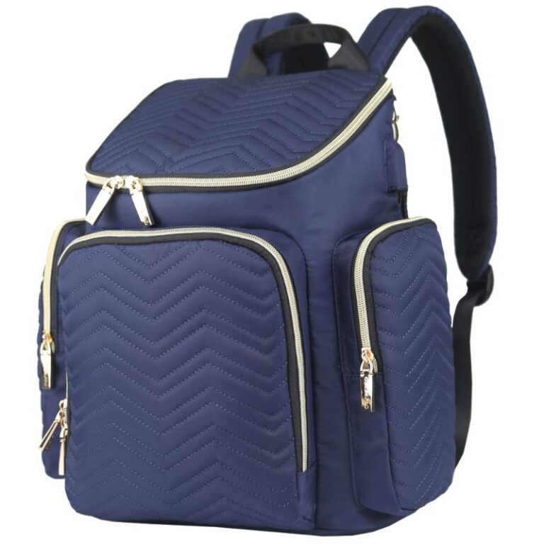 Little Story - Georgia Diaper Bag W/ Changing Pad & Stroller Hooks - Navy Blue