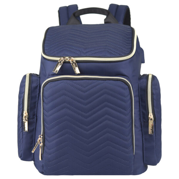 Little Story – Georgia Diaper Bag W/ Changing Pad & Stroller Hooks – Navy Blue
