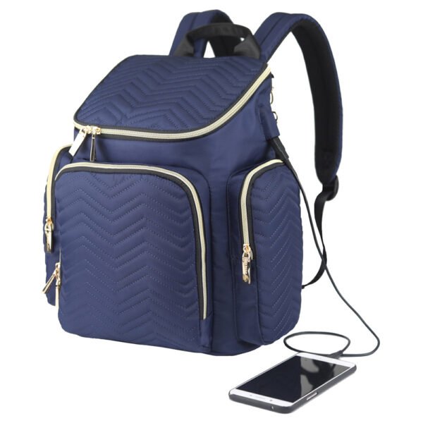 Little Story – Georgia Diaper Bag W/ Changing Pad & Stroller Hooks – Navy Blue