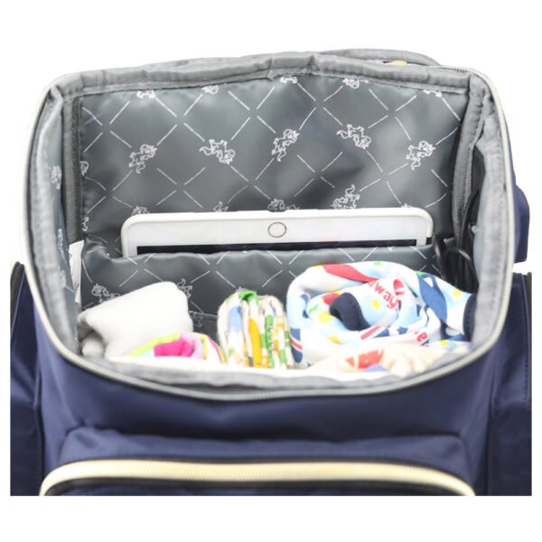 Little Story – Georgia Diaper Bag W/ Changing Pad & Stroller Hooks – Navy Blue