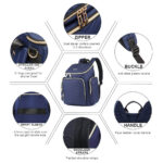 Little Story – Georgia Diaper Bag W/ Changing Pad & Stroller Hooks – Navy Blue