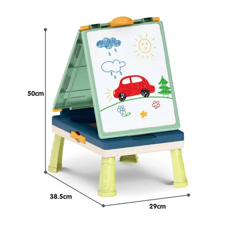 Little Story Kids Drawing Board & Game Table - Double-Sided Art Easel, 31pc Set for Ages 3 Years+, 50x38.5x29cm