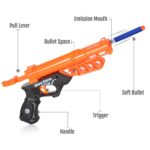 Little Story – Kids Manual Bullet Gun With 10Pcs Soft Bullets – Orange