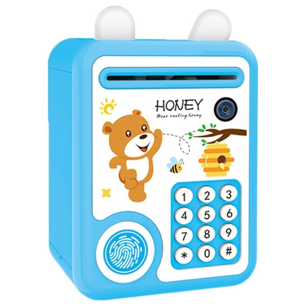 Little Story – Lovely Piggy Bank W/Fingerprint Lock & Music – Bear Blue