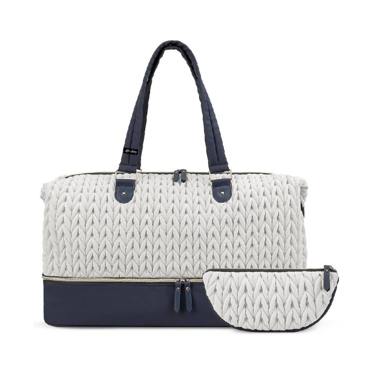 Little Story - Luxe Knit Diaper Bag with Clutch - White