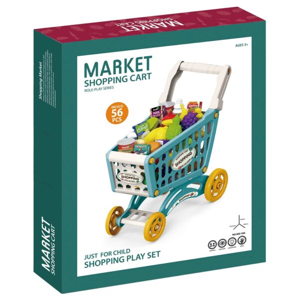 Little Story – Market Shopping Cart Toy Set (56 Pcs) – Green