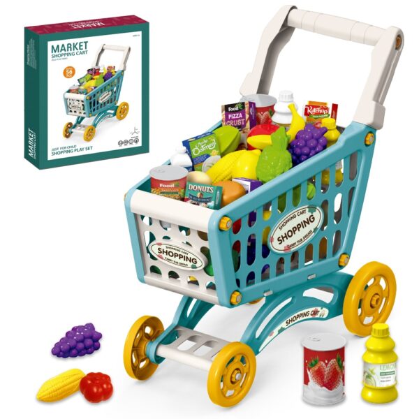 Little Story – Market Shopping Cart Toy Set (56 Pcs) – Green