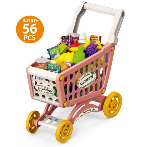 Little Story – Market Shopping Cart Toy Set (56 Pcs) – Pink
