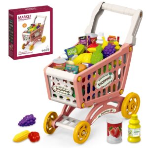 Little Story – Market Shopping Cart Toy Set (56 Pcs) – Pink