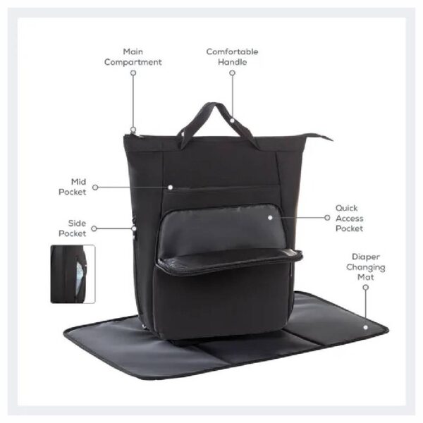 Little Story – Mommy Diaper Bag W/ Changing Mat – Black