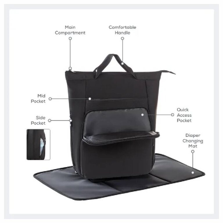 Little Story - Mommy Diaper Bag W/ Changing Mat – Black