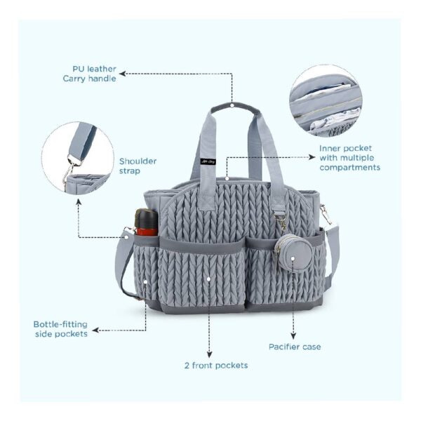 Little Story – Nova Tote with Pacifier Pod – Grey