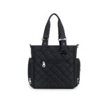 Little Story Set of 7 – Quilted Diaper Bag with Stroller Straps and Changing Mat – Black