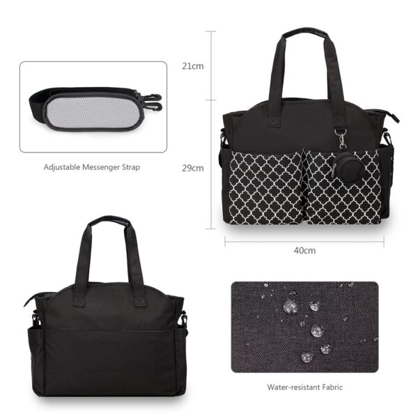 Little Story Signature Black Diaper Bag – Insulated Pockets, Changing Mat, 15L Capacity