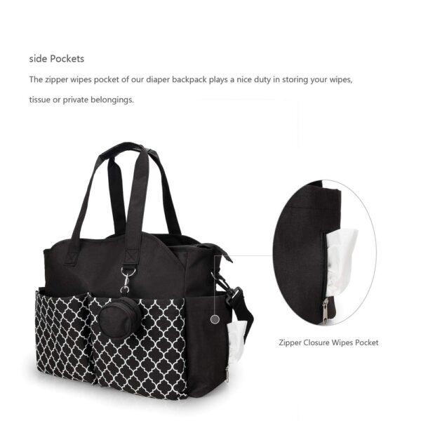 Little Story Signature Black Diaper Bag – Insulated Pockets, Changing Mat, 15L Capacity