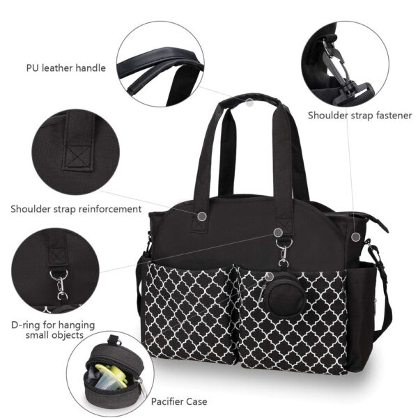Little Story Signature Black Diaper Bag – Insulated Pockets, Changing Mat, 15L Capacity