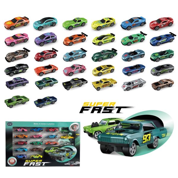Little Story – Slide Die Cast Toy Car Play Set – 16 Pcs