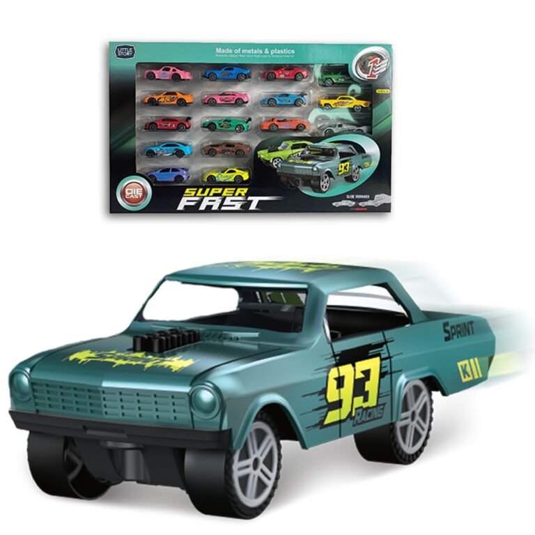 Little Story - Slide Die Cast Toy Car Play Set - 16 Pcs