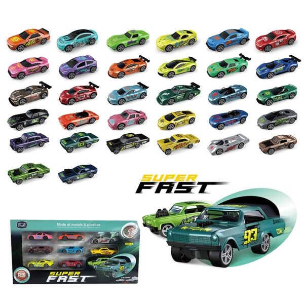 Little Story – Slide Die Cast Toy Car Play Set – 8 Pcs