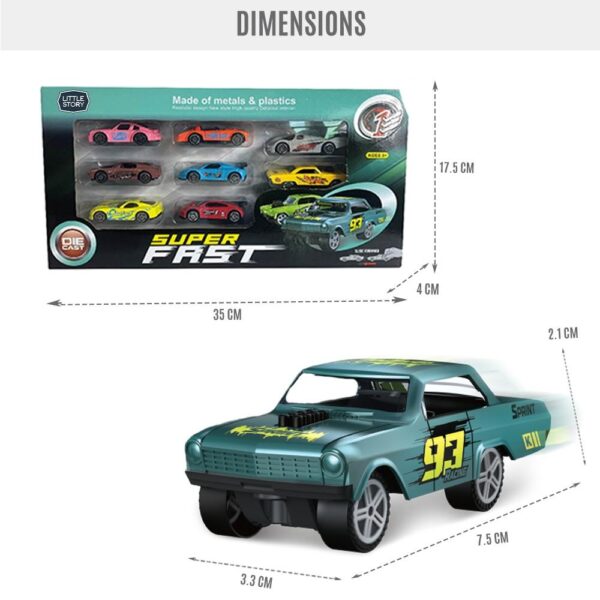 Little Story – Slide Die Cast Toy Car Play Set – 8 Pcs