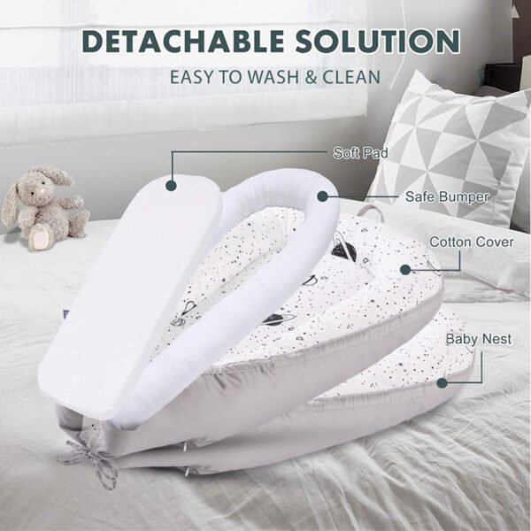 Little Story Soft Breathable Fiberfill Newborn Lounger Bed – Galaxy