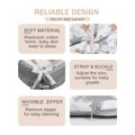 Little Story Newborn Lounger Bed – Soft Breathable, 100% Cotton Cover, Fiberfill, Adjustable Size, Extra Cushioning, Portable – 0-8 Months – Galaxy Grey