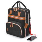 Little Story – 2in1 Diaper Bag w/ Sanitizer Bottle keychain & Stroller Hooks – Black