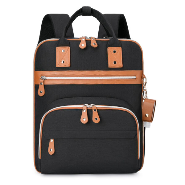 Little Story – 2in1 Diaper Bag w/ Sanitizer Bottle keychain & Stroller Hooks – Black