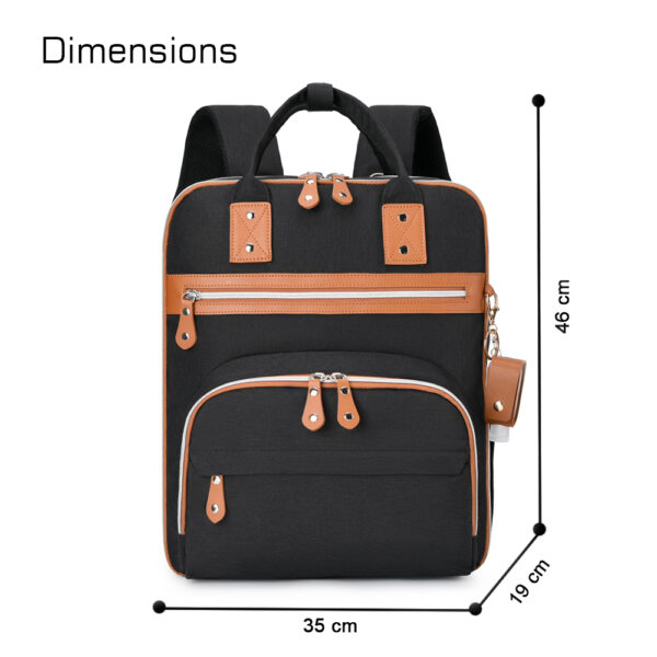 Little Story – 2in1 Diaper Bag w/ Sanitizer Bottle keychain & Stroller Hooks – Black