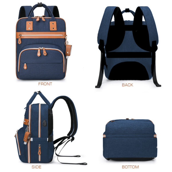 Little Story – 2in1 Diaper Bag w/ Sanitizer Bottle keychain & Stroller Hooks – Blue