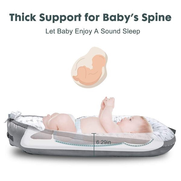 Little Story – Soft Breathable Fiberfill Newborn Lounger Bed – Arrow Grey