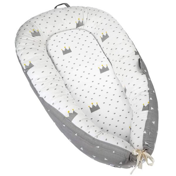 Little Story – Soft Breathable Fiberfill Newborn Lounger Bed – Royal Grey