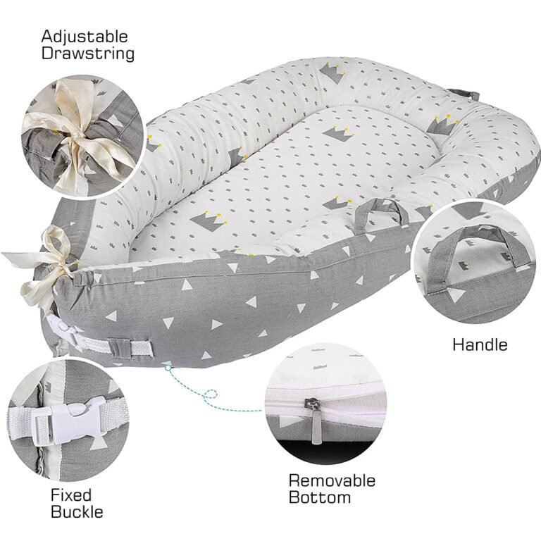 Little Story - Soft Breathable Fiberfill Newborn Lounger Bed - Royal Grey