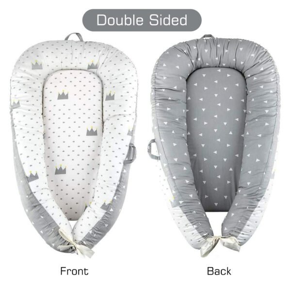 Little Story – Soft Breathable Fiberfill Newborn Lounger Bed – Royal Grey