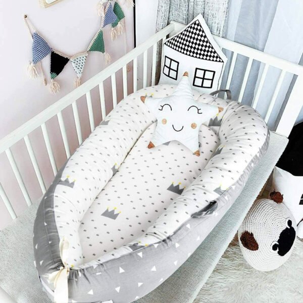 Little Story – Soft Breathable Fiberfill Newborn Lounger Bed – Royal Grey