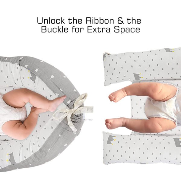 Little Story – Soft Breathable Fiberfill Newborn Lounger Bed – Royal Grey