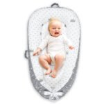 Little Story – Soft Breathable Fiberfill Newborn Lounger Bed – Royal Grey