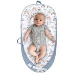 Little Story Soft Breathable Fiberfill Newborn Lounger Bed – Sunshine Grey