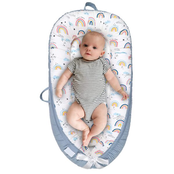 Little Story Soft Breathable Fiberfill Newborn Lounger Bed – Sunshine Grey