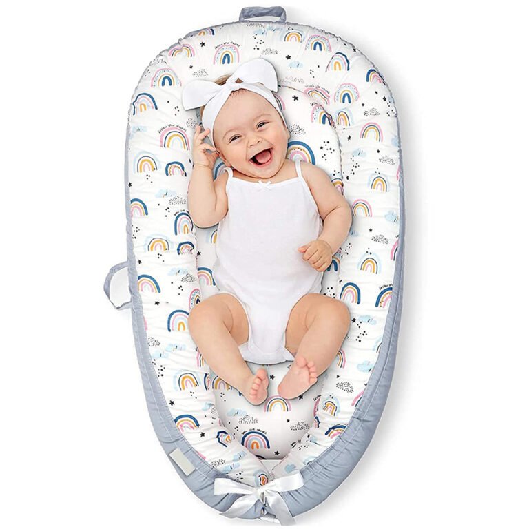 Little Story Soft Breathable Fiberfill Newborn Lounger Bed - Sunshine Grey