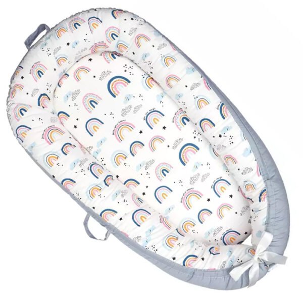 Little Story Soft Breathable Fiberfill Newborn Lounger Bed – Sunshine Grey
