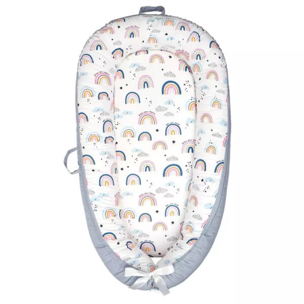 Little Story Soft Breathable Fiberfill Newborn Lounger Bed – Sunshine Grey