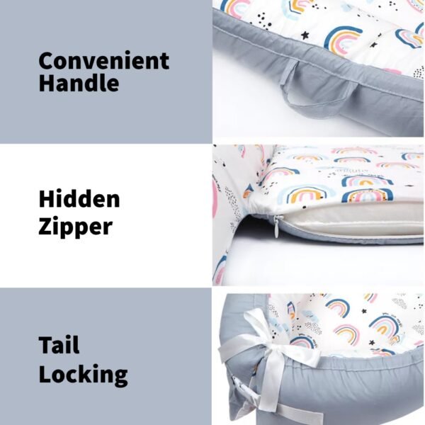 Little Story Soft Breathable Fiberfill Newborn Lounger Bed – Sunshine Grey