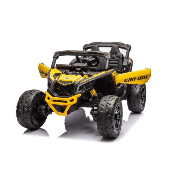 Maverick Can-Am 12V Licensed Ride-On UTV Car for Kids – Yellow – Electric Off-Road Jeep with LED Lights, Music & Remote Control
