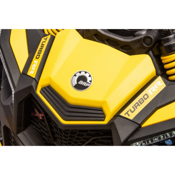 Maverick Can-Am 12V Licensed Ride-On UTV Car for Kids – Yellow – Electric Off-Road Jeep with LED Lights, Music & Remote Control