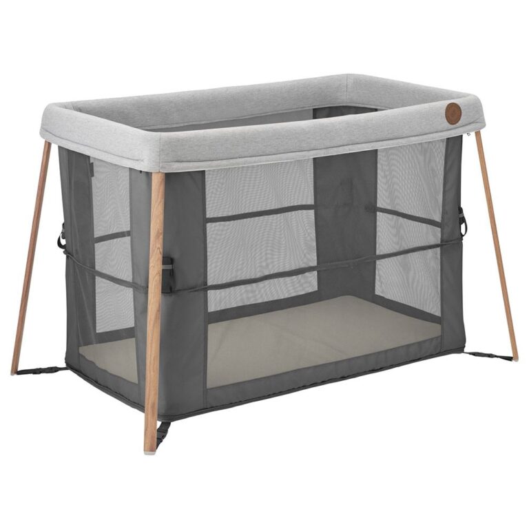 Maxi-Cosi Iris Travel Cot for 0-3 Years, Adjustable Mattress, Easy Fold, Ventilated - Essential Graphite