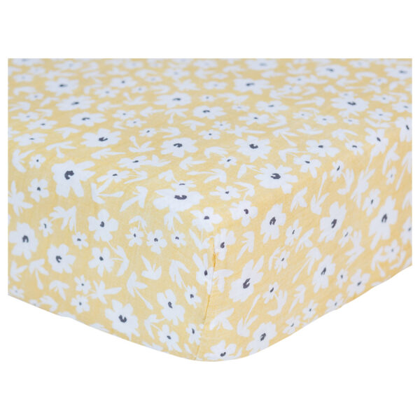 Lulujo – Muslin Crib Sheet 135 x 70 cm – Yellow Wildflowers