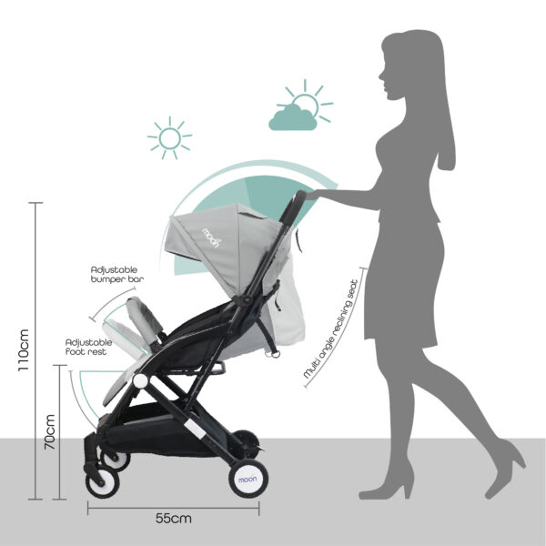 Moon – Travel-Lite Cabin Stroller – Cool Grey