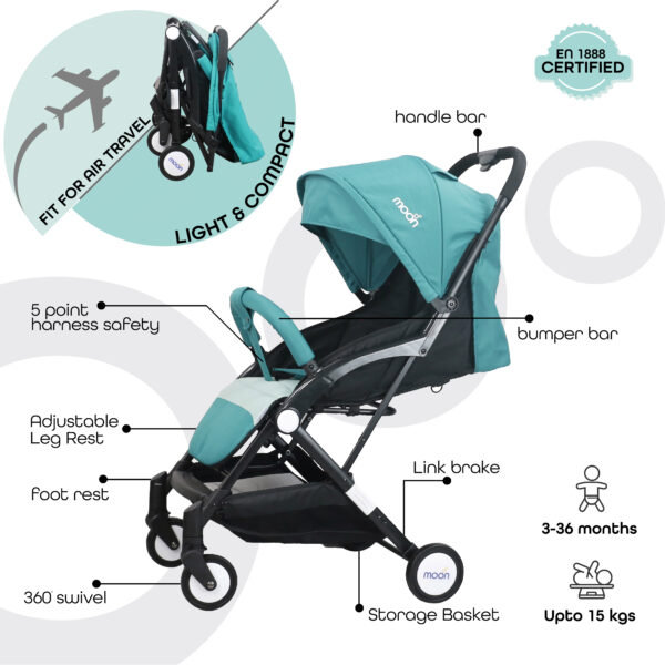 Moon – Travel-Lite Cabin Stroller – Sea Blue